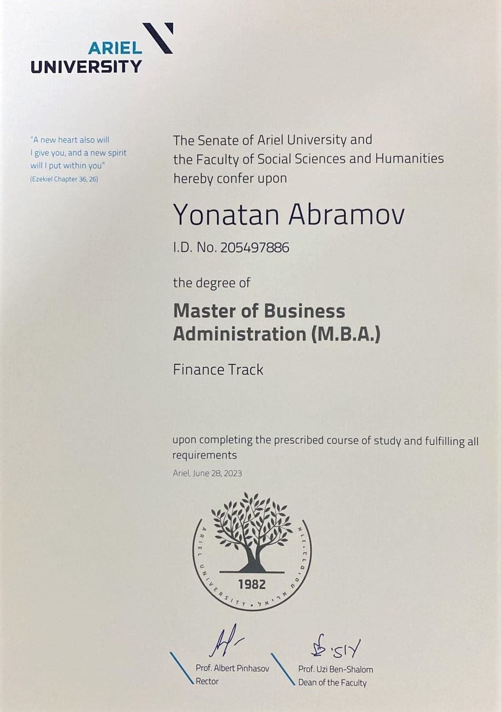 תואר שני במימון